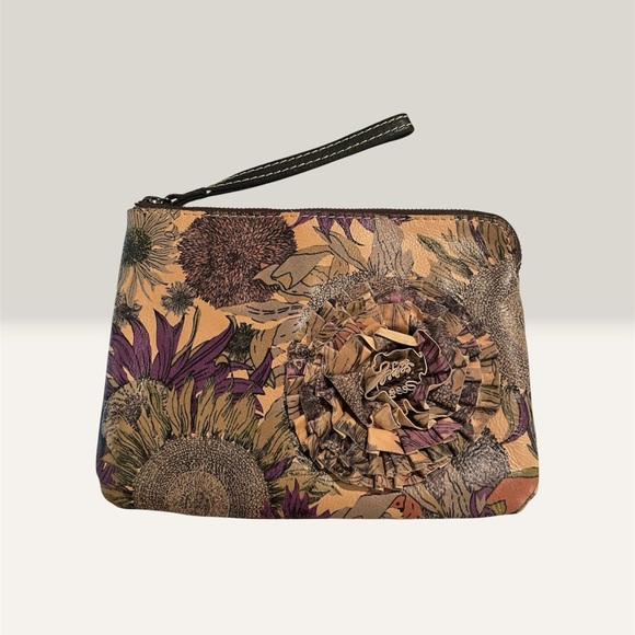 Patricia Nash Handbags - Patricia Nash Sunflower Beet Leather Clutch Wristlet 9”x6.5”x.5”